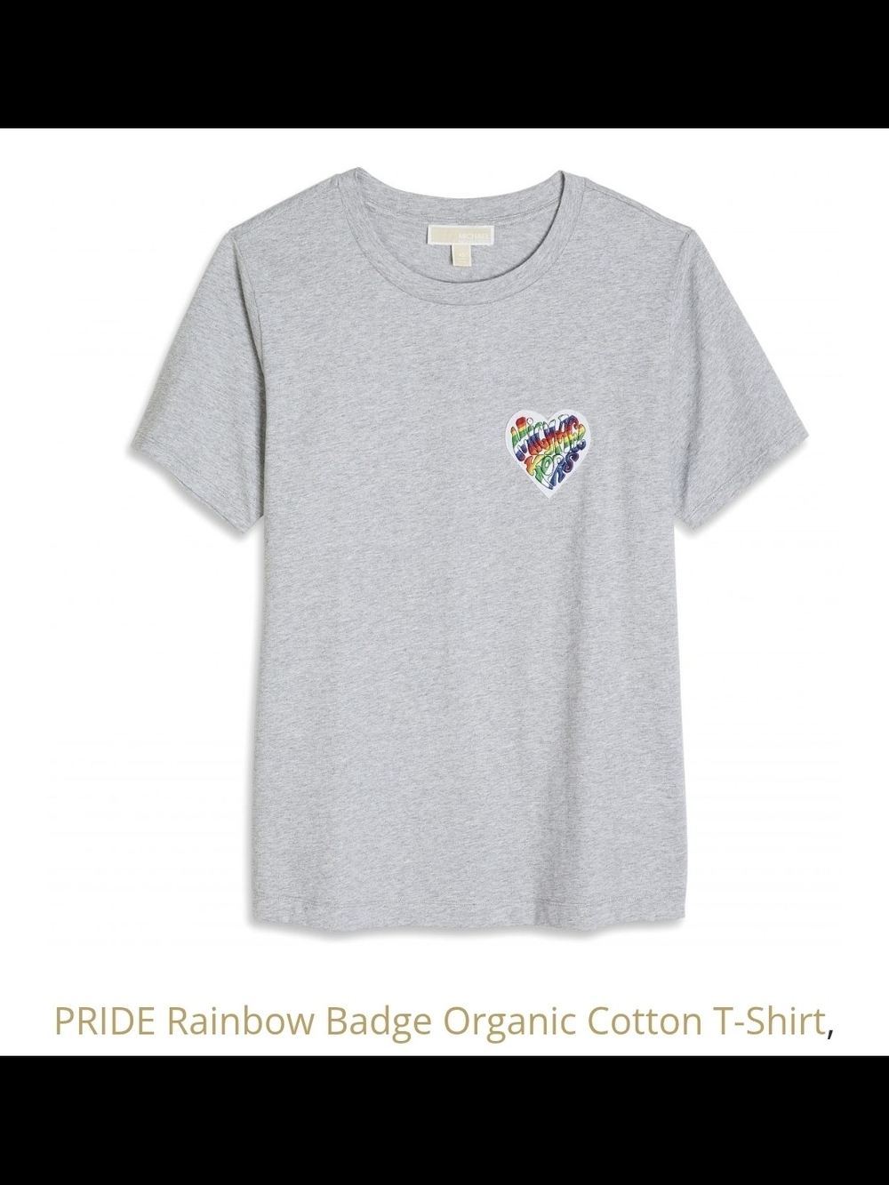 PRIDE Rainbow Badge Organic Cotton MICHAEL KORS XS T-Shirt - Gray